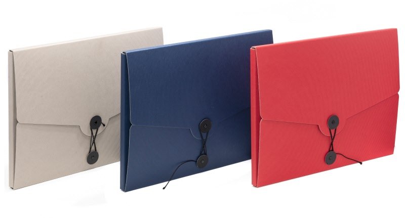 Cartellina 3 lembi con laccio Living - cartoncino 21x29,7 cm - blu