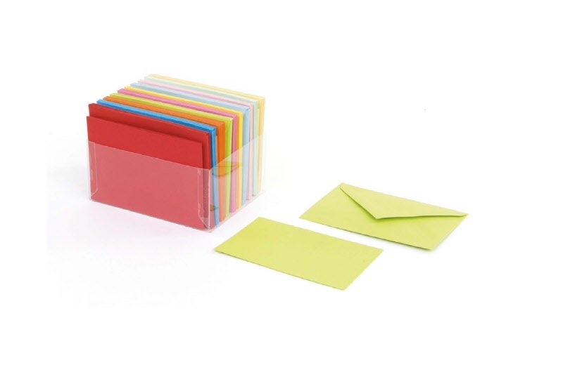 Buste e cartoncini arcobaleno 8,5x13,5 (in scatola pvc) conf. 100 pz