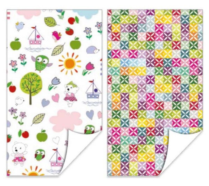 CARTA REGALO FANTASIA - Fogli 70x100 piegati assortiti (10 x 5 soggetti) conf. da 50 fogli