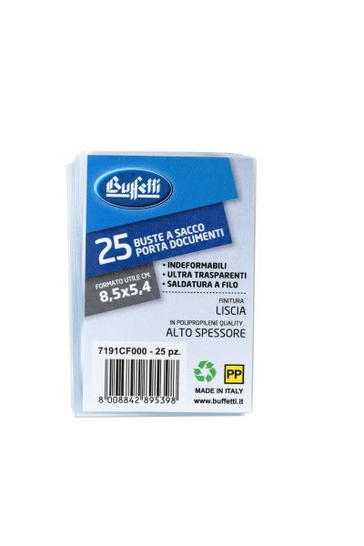 Buste a sacco - Polipropilene - 8,5x5,4 cm - carta di credito -  lisce - alto spessore