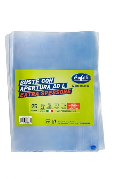 Buste a L - Polipropilene - 30x22 cm - lisce - extra spessore - conf. 25 pz.