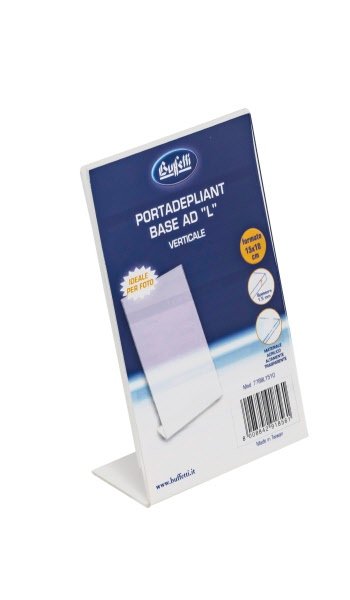 Portadepliant e porta fotografie - base a L -  15x10 cm