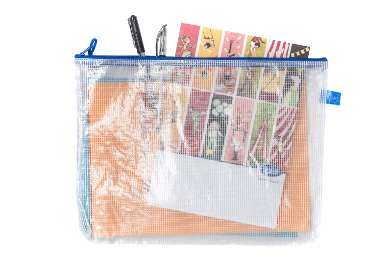 Busta con zip - PVC - 26x35 cm - blu
