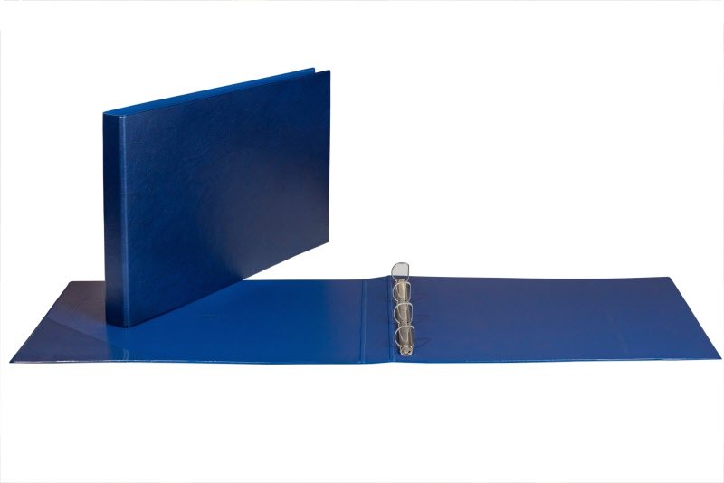 Cartella - 4 anelli a D - Diametro 25 mm - 30x42  cm (A3 orizzontale) - blu