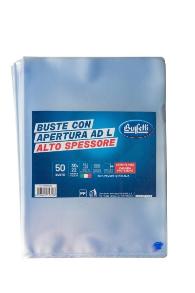 Buste a L - Polipropilene goffrato - 30x22 cm - alto spessore - conf. 50 pz.