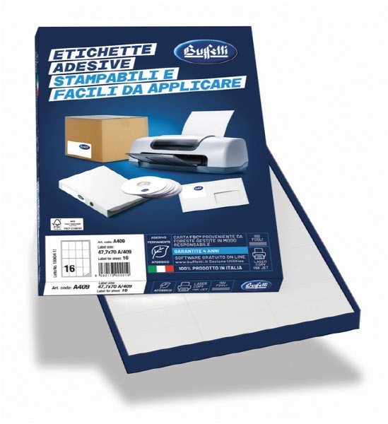 Etichette multifunzione -  conf. 100 fogli - f.to 139,9x99,1 mm  - angoli arrotondati con margine - n. etichette per foglio 4
