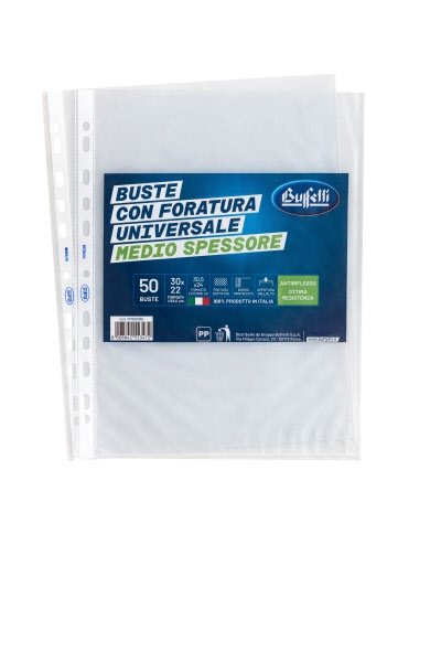 Buste a foratura universale - Polipropilene goffrato - 30x22 cm - medio spessore - conf. 50 pz.