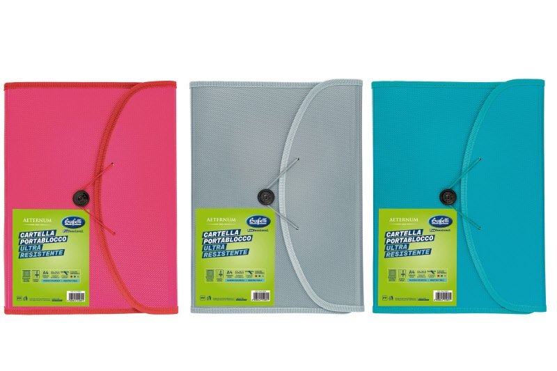 Portablocco Aeternum - polipropilene -  chiusura elastico - blocco incluso - 29,7x 21 cm - colori assortiti