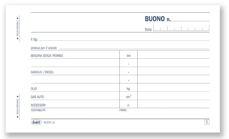 Prelevamenti di carburanti e lubrificanti - Blocco 50/50 fogli autoricalcante - 10x16,8 cm