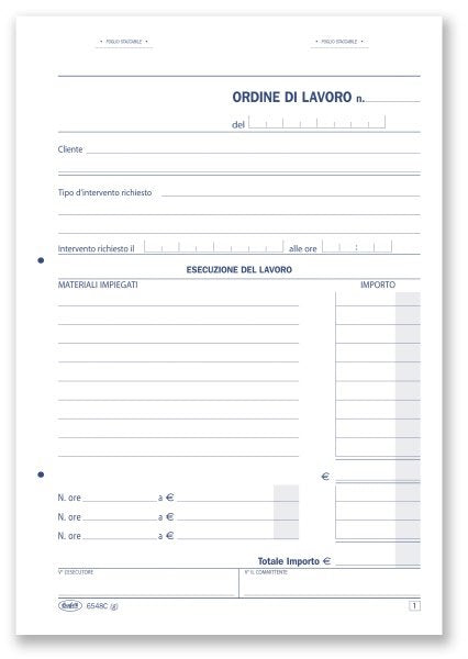 Interventi a domicilio del cliente (per idraulici, falegnami, elettricisti etc.) - Blocco 50/50 fogli autoricalcante - 21,5x14,8 cm