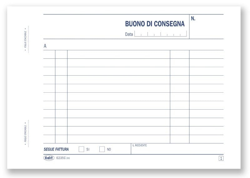 Buoni di consegna - Blocco 50/50 fogli autoricalcante - 11,5x16,5 cm