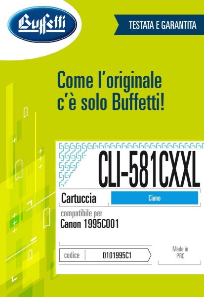 Canon Cartuccia ink jet - Compatibile CLI-581C XXL 1995C001 - Ciano - 830 pag