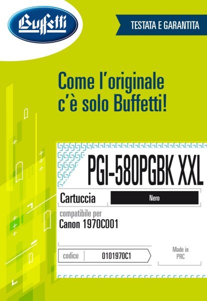 Canon Cartuccia ink jet - Compatibile PGI-580PGBK XXL 1970C001 - Nero - 600 pag