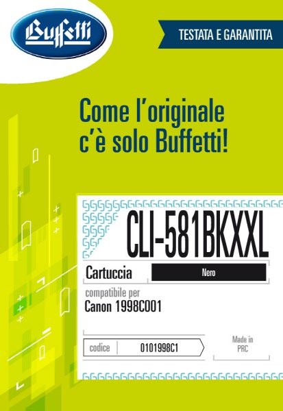 Canon Cartuccia ink jet - Compatibile CLI-581BK XXL 1998C001 - Nero - 830 pag