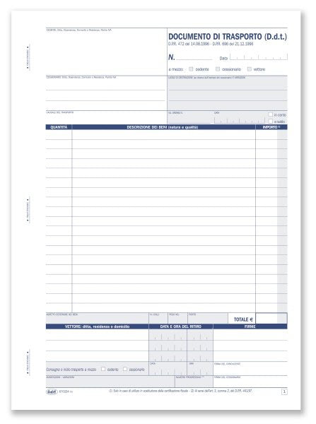 Documento di trasporto - Blocco 25/25/25/25 fogli autoricalcante - 29,7x21,5 cm
