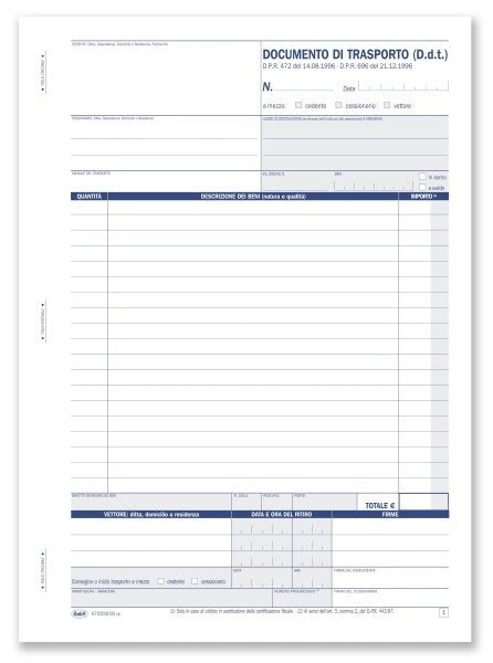 Documento di trasporto - Blocco 33/33/33 fogli autoricalcante - 29,7x21,5 cm