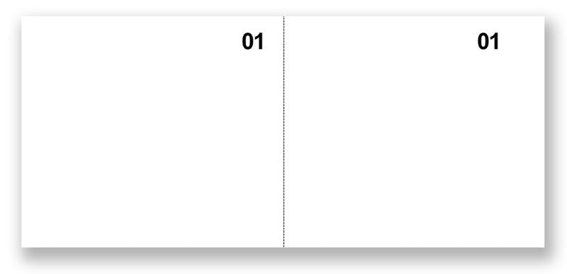 Scontrini numerati generici - Blocco 100 fogli bianchi - 2 tagliandi prenumerati - 5,8x13 cm