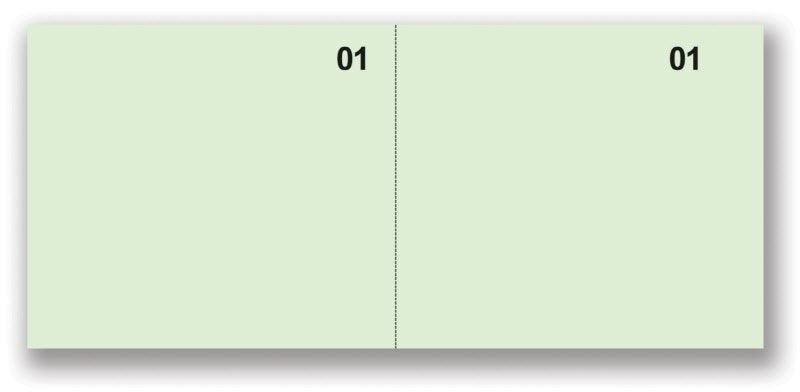 Scontrini numerati generici - Blocco 100 fogli verdi - 2 tagliandi prenumerati - 5,8x13 cm