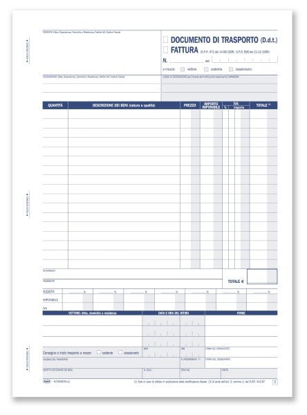 Fattura/Documento di trasporto - Blocco 33/33/33 fogli autoricalcante - 29,7x21,5 cm