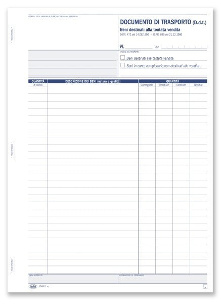 Tentata vendita/Documento di Trasporto - Blocco 50/50 fogli autoricalcante - 29,7x21,5 cm