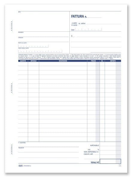 Fatture a 1 aliquota - Blocco 33/33/33 fogli autoricalcanti - 29,7x21,5 cm