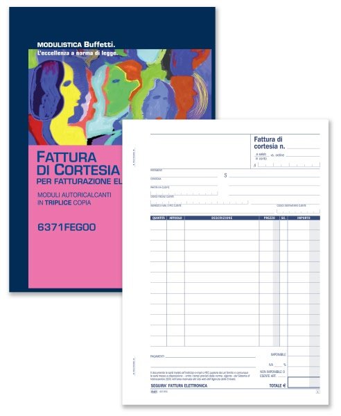 Fatture di Cortesia - Fatture a 1 aliquota - Blocco 33/33/33 fogli autoricalcanti - 29,7x21 cm
