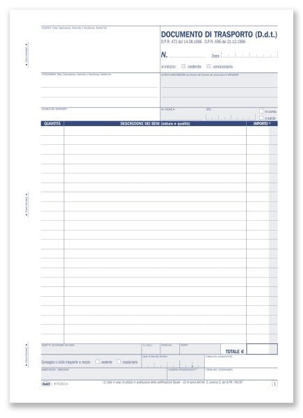 Documento di trasporto - Blocco 50/50 fogli autoricalcante - 29,7x21,5 cm