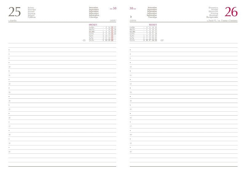 Agenda giornaliera in similpelle - blocco mobile -  2026 - 14,5x20,5 cm - linguetta di chiusura - rosso