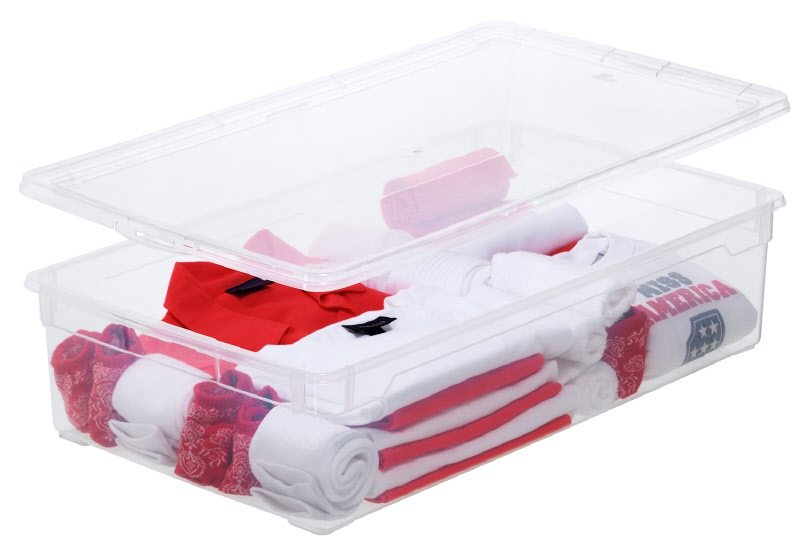 Scatola Clearbox 30L - per coperte - sottoletto - bianco