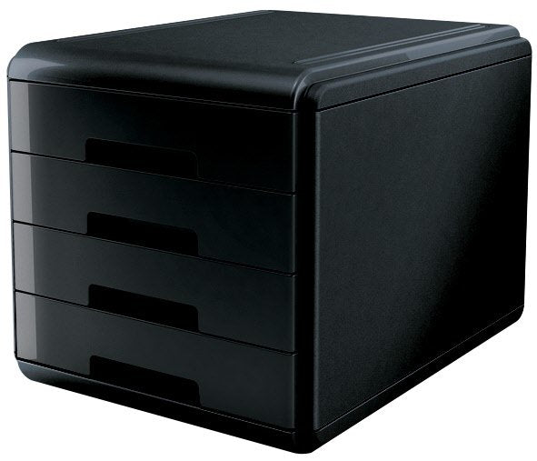 Cassettiera 4 cassetti - plastica rigenerata - nero