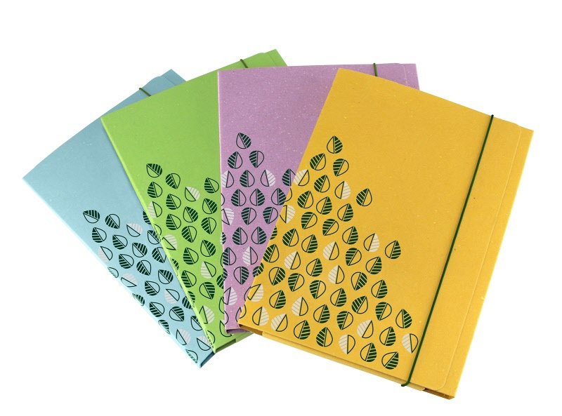 Cartellina con elastico I love green - 34x26cm - dorso 1 cm  - colori assortiti