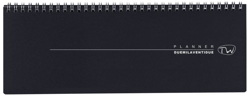 Planner settimanale 12 mesi orizzontale - 2026 - 29,2x10,3 cm - nero