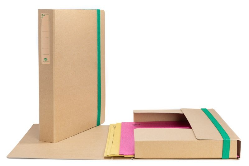 Scatola con elastico I love green - Dorso 5 cm - 34x24 cm - avana
