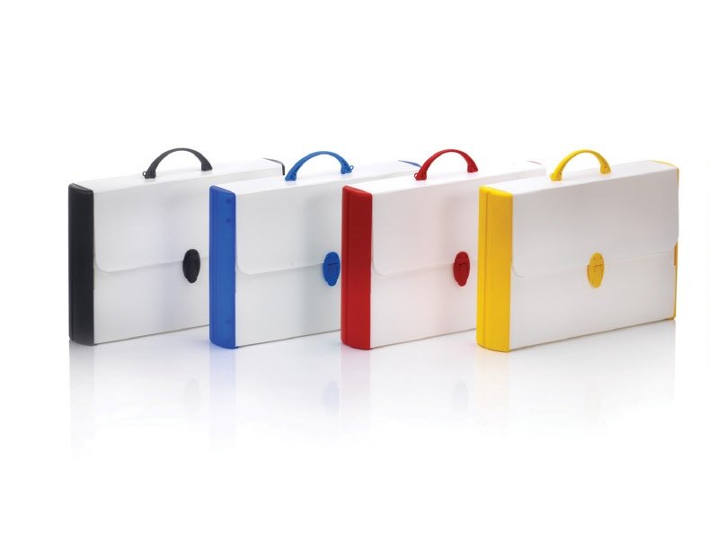 Valigetta portadisegni - polionda - dorso rigido - 28x43 cm - dorso 8,5 cm -  bianco - accessori colori assortiti