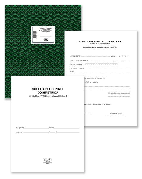 Registro Scheda Personale Dosimetrica (mod. B) - 12 pagine - 31x24,5 cm
