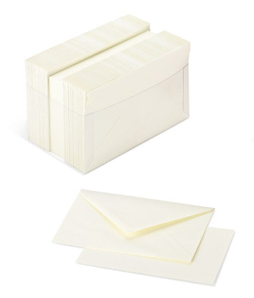 Conf. 100 biglietti+buste - F.to 4 (7,2x11cm) - color avorio