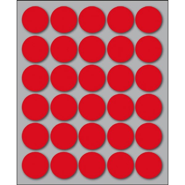 Etichette autoadesive rotonde  manuali - Diam. 22 mm - Colore rosso