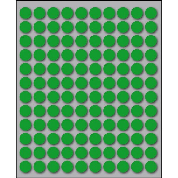Etichette autoadesive rotonde manuali - Diam. 10 mm - Colore verde