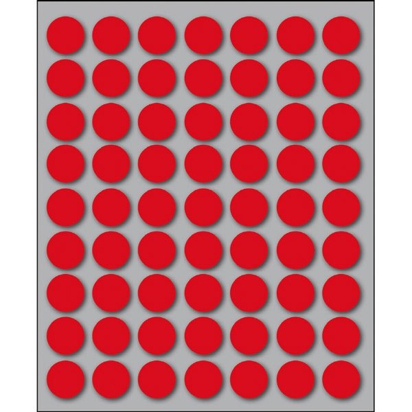 Etichette autoadesive rotonde manuali - Diam. 14 mm - Colore rosso