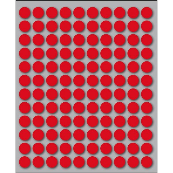 Etichette autoadesive rotonde manuali - Diam. 10 mm - Colore rosso