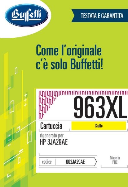 Cartuccia ink jet HP - Compatibile Rigenerato 963XL 3JA29AE - Giallo - 1.600 pag