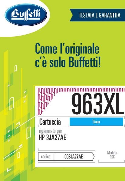 Cartuccia ink jet HP - Compatibile Rigenerato 963XL 3JA27AE - Ciano - 1.600 pag