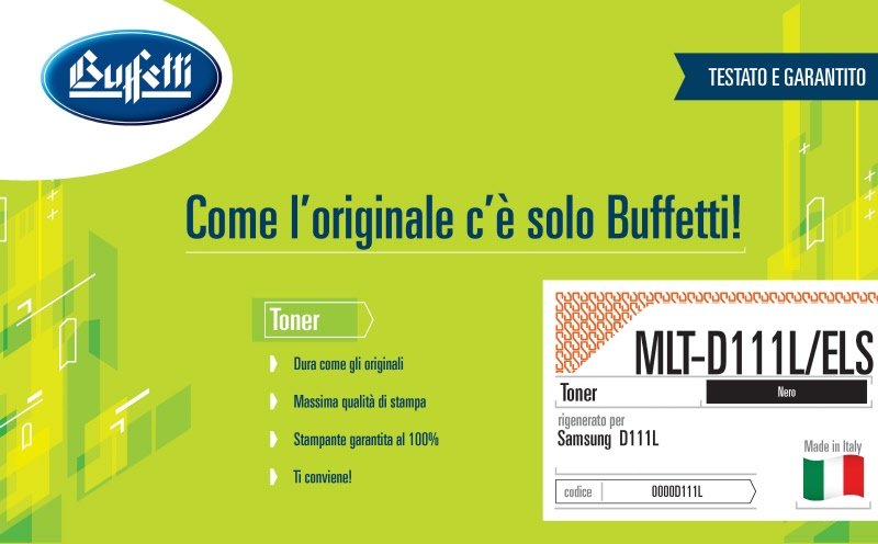 Samsung Toner - Compatibile Rigenerato MLTD111L MLT-D111L/ELS - Nero - 1.800 pag
