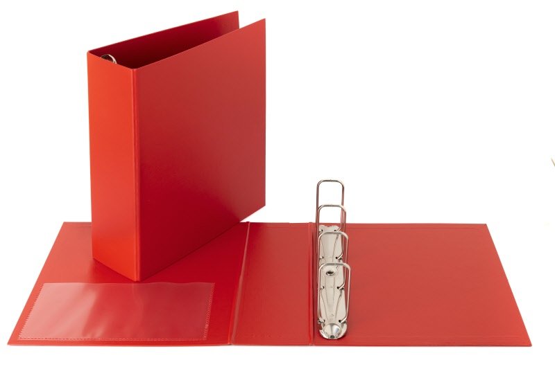 Cartella - 4 anelli quadri - Diametro 80mm - 30x22- rosso