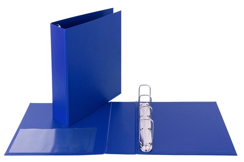 Cartella - 4 anelli quadri - Diametro 65 mm - 30x22- blu