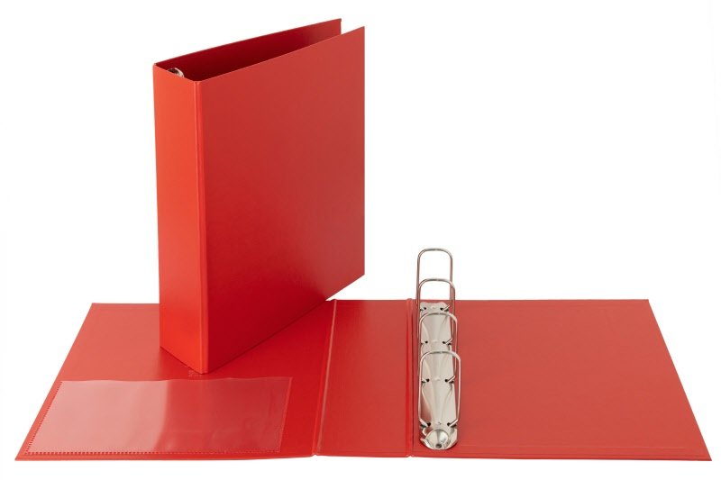 Cartella - 4 anelli quadri - Diametro 65 mm - 30x22- rosso