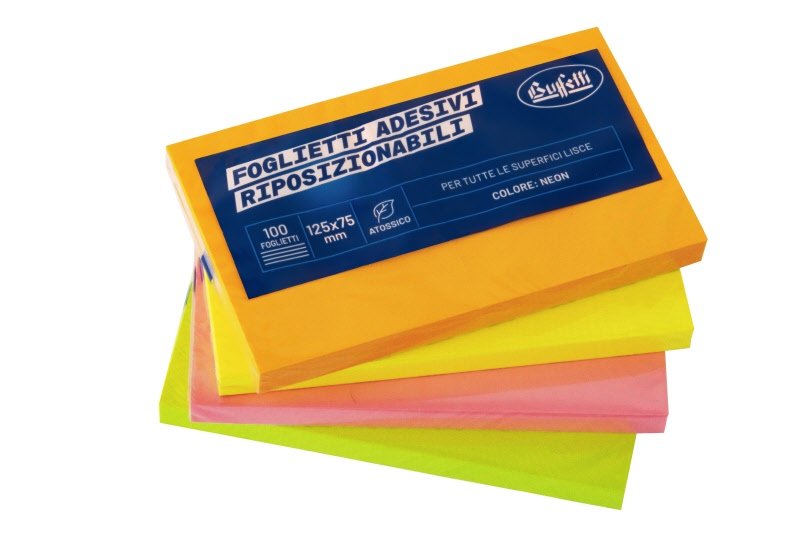 Foglietti adesivi riposizionabili Tak-To - 75x125 mm - Neon
