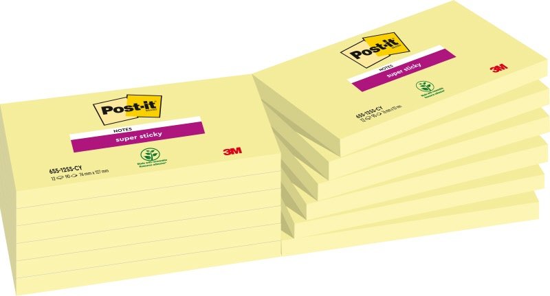 Foglietti Post-it Super Sticky - 76x127 mm - Giallo Canary