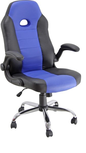 Sedia gaming CH1 - braccioli inclusi - similpelle - nero/blu