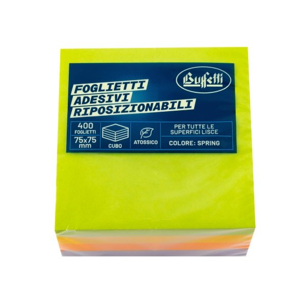 Cubo 400 foglietti adesivi riposizionabili colorati Tak-To - 75x75 mm - Spring